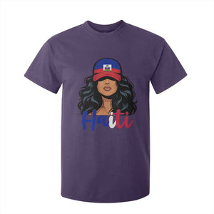 Beautiful Haitian Girl in Flag Baseball Cap T Shirt For Kid Haiti Heritage Pride TS02 Purple Print Your Wear