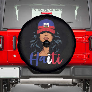 Beautiful Haitian Girl in Flag Baseball Cap Spare Tire Cover Haiti Heritage Pride TS02 Black Print Your Wear