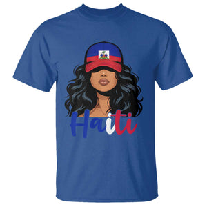 Beautiful Haitian Girl in Flag Baseball Cap T Shirt Haiti Heritage Pride TS02 Royal Blue Print Your Wear