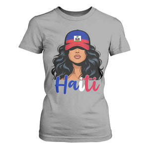 Beautiful Haitian Girl in Flag Baseball Cap T Shirt For Women Haiti Heritage Pride TS02 Sport Gray Print Your Wear