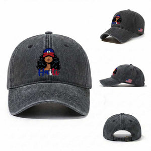 Beautiful Haitian Girl in Flag Baseball Cap Washed Cotton Baseball Cap Haiti Heritage Pride TS02 Washed Cap Universal Fit Dark Gray Print Your Wear