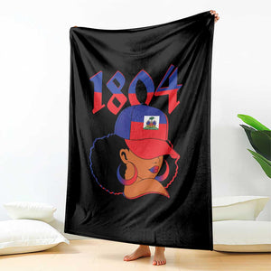 Haiti 1804 Curly Afro Queen Hoop Earrings Style Graphic Throw Blanket Haitian Heritage Pride TS02 Print Your Wear