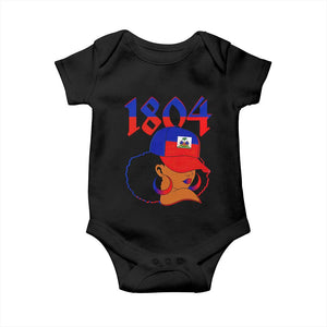 Haiti 1804 Curly Afro Queen Hoop Earrings Style Graphic Baby Onesie Haitian Heritage Pride TS02 Black Print Your Wear