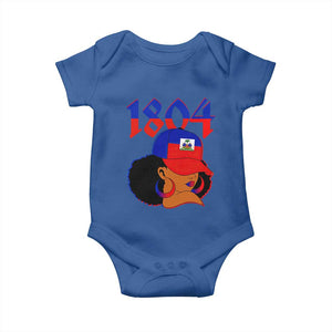 Haiti 1804 Curly Afro Queen Hoop Earrings Style Graphic Baby Onesie Haitian Heritage Pride TS02 Royal Blue Print Your Wear