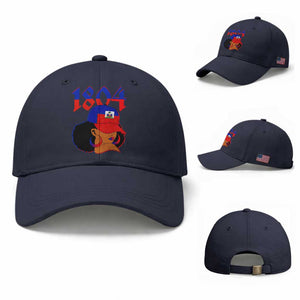 Haiti 1804 Curly Afro Queen Hoop Earrings Style Graphic Baseball Cap Haitian Heritage Pride TS02 Baseball Cap Universal Fit Navy Print Your Wear