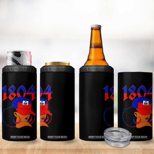 Haiti 1804 Curly Afro Queen Hoop Earrings Style Graphic 4 in 1 Can Cooler Tumbler Haitian Heritage Pride TS02 Print Your Wear