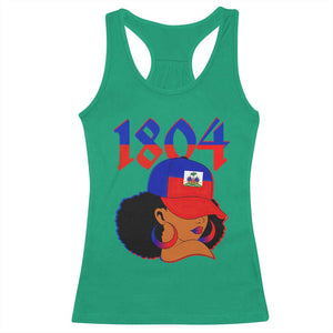 Haiti 1804 Curly Afro Queen Hoop Earrings Style Graphic Racerback Tank Top Haitian Heritage Pride TS02 Irish Green Print Your Wear