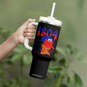 Haiti 1804 Curly Afro Queen Hoop Earrings Style Graphic Tumbler With Handle Haitian Heritage Pride TS02 Print Your Wear