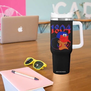 Haiti 1804 Curly Afro Queen Hoop Earrings Style Graphic Tumbler With Handle Haitian Heritage Pride TS02 Print Your Wear