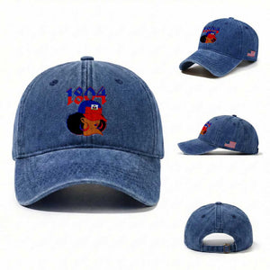 Haiti 1804 Curly Afro Queen Hoop Earrings Style Graphic Washed Cotton Baseball Cap Haitian Heritage Pride TS02 Washed Cap Universal Fit Royal Blue Print Your Wear