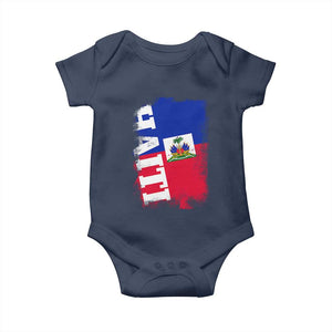 Haiti Flag Distressed Flag Graphic Baby Onesie Haitian Heritage Pride TS02 Navy Print Your Wear