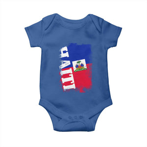 Haiti Flag Distressed Flag Graphic Baby Onesie Haitian Heritage Pride TS02 Royal Blue Print Your Wear