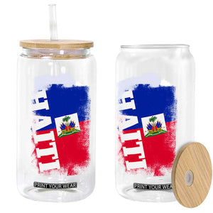 Haiti Flag Distressed Flag Graphic Glass Can Haitian Heritage Pride TS02 Print Your Wear