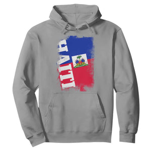 Haiti Flag Distressed Flag Graphic Hoodie Haitian Heritage Pride TS02 Sport Gray Print Your Wear