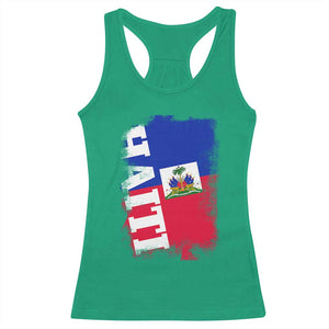Haiti Flag Distressed Flag Graphic Racerback Tank Top Haitian Heritage Pride TS02 Irish Green Print Your Wear