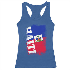 Haiti Flag Distressed Flag Graphic Racerback Tank Top Haitian Heritage Pride TS02 Royal Blue Print Your Wear