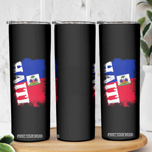 Haiti Flag Distressed Flag Graphic Skinny Tumbler Haitian Heritage Pride TS02 Print Your Wear