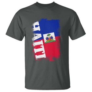 Haiti Flag Distressed Flag Graphic T Shirt Haitian Heritage Pride TS02 Dark Heather Print Your Wear