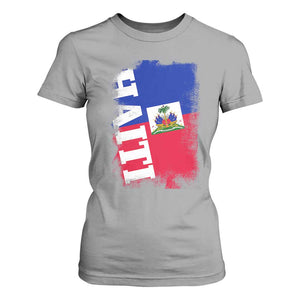 Haiti Flag Distressed Flag Graphic T Shirt For Women Haitian Heritage Pride TS02 Sport Gray Print Your Wear