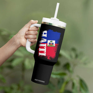 Haiti Flag Distressed Flag Graphic Tumbler With Handle Haitian Heritage Pride TS02 Print Your Wear