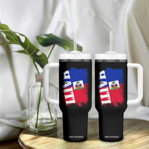 Haiti Flag Distressed Flag Graphic Tumbler With Handle Haitian Heritage Pride TS02 Print Your Wear