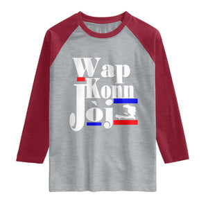 Wap Konn Joj Funny Haitian Creole Idiom Saying Raglan Shirt Haiti Heritage Pride TS02 Heather Gray Heather Red Print Your Wear