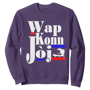 Wap Konn Joj Funny Haitian Creole Idiom Saying Sweatshirt Haiti Heritage Pride TS02 Purple Print Your Wear