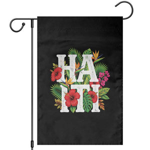 Haiti Tropical Floral Hibiscus Palm Leaves Island Graphic Garden Flag Haitian Heritage Pride TS02 Black Print Your Wear