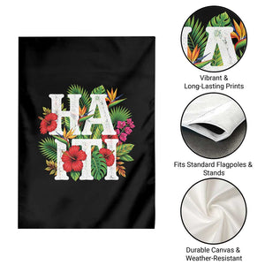 Haiti Tropical Floral Hibiscus Palm Leaves Island Graphic Garden Flag Haitian Heritage Pride TS02 Print Your Wear