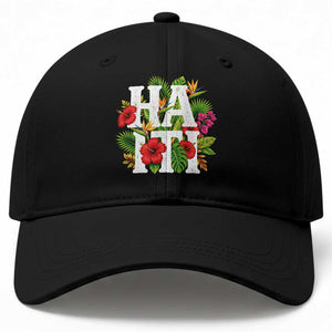 Haiti Tropical Floral Hibiscus Palm Leaves Island Graphic Baseball Cap Haitian Heritage Pride TS02 Print Your Wear