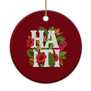 Haiti Tropical Floral Hibiscus Palm Leaves Island Graphic Ceramic Ornament Haitian Heritage Pride TS02 1pc Red Print Your Wear