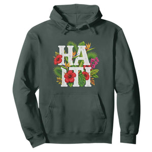 Haiti Tropical Floral Hibiscus Palm Leaves Island Graphic Hoodie Haitian Heritage Pride TS02 Dark Forest Green Print Your Wear