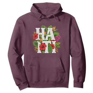 Haiti Tropical Floral Hibiscus Palm Leaves Island Graphic Hoodie Haitian Heritage Pride TS02 Maroon Print Your Wear