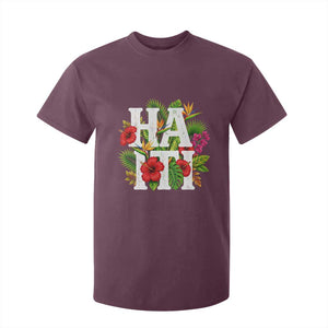 Haiti Tropical Floral Hibiscus Palm Leaves Island Graphic T Shirt For Kid Haitian Heritage Pride TS02 Maroon Print Your Wear