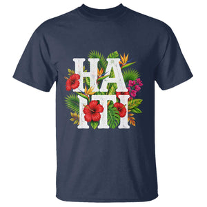Haiti Tropical Floral Hibiscus Palm Leaves Island Graphic T Shirt Haitian Heritage Pride TS02 Navy Print Your Wear