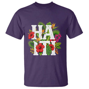Haiti Tropical Floral Hibiscus Palm Leaves Island Graphic T Shirt Haitian Heritage Pride TS02 Purple Print Your Wear