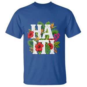 Haiti Tropical Floral Hibiscus Palm Leaves Island Graphic T Shirt Haitian Heritage Pride TS02 Royal Blue Print Your Wear