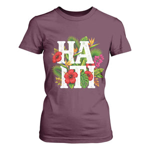 Haiti Tropical Floral Hibiscus Palm Leaves Island Graphic T Shirt For Women Haitian Heritage Pride TS02 Maroon Print Your Wear