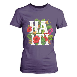 Haiti Tropical Floral Hibiscus Palm Leaves Island Graphic T Shirt For Women Haitian Heritage Pride TS02 Purple Print Your Wear