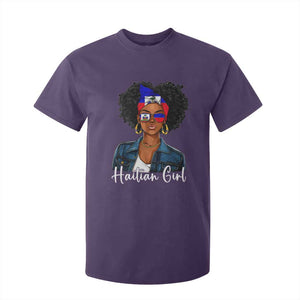 Proud Haitian Afro Girl in Denim Jacket Style Graphic T Shirt For Kid Haiti Heritage Pride TS02 Purple Print Your Wear