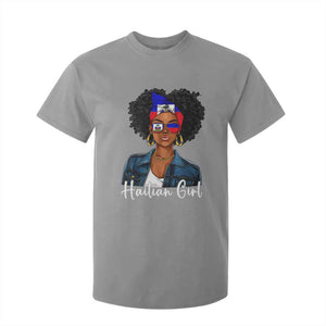 Proud Haitian Afro Girl in Denim Jacket Style Graphic T Shirt For Kid Haiti Heritage Pride TS02 Sport Gray Print Your Wear