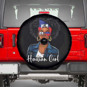 Proud Haitian Afro Girl in Denim Jacket Style Graphic Spare Tire Cover Haiti Heritage Pride TS02 Black Print Your Wear