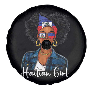 Proud Haitian Afro Girl in Denim Jacket Style Graphic Spare Tire Cover Haiti Heritage Pride TS02 Print Your Wear