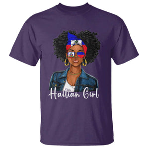 Proud Haitian Afro Girl in Denim Jacket Style Graphic T Shirt Haiti Heritage Pride TS02 Purple Print Your Wear