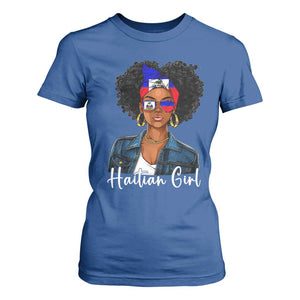 Proud Haitian Afro Girl in Denim Jacket Style Graphic T Shirt For Women Haiti Heritage Pride TS02 Royal Blue Print Your Wear