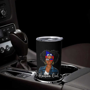 Proud Haitian Afro Girl in Denim Jacket Style Graphic Tumbler Cup Haiti Heritage Pride TS02 Print Your Wear
