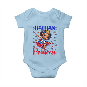 Cute Dabbing Haitian Princess Kids Graphic Baby Onesie Haiti Heritage Pride TS02 Light Blue Print Your Wear