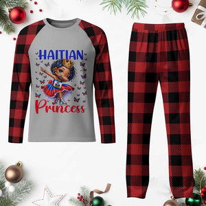 Cute Dabbing Haitian Princess Kids Graphic Plaid Pajama Set Haiti Heritage Pride TS02 Buffalo Plaid Print Your Wear