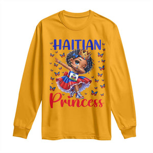 Cute Dabbing Haitian Princess Kids Graphic Long Sleeve Shirt Haiti Heritage Pride TS02 Gold Print Your Wear