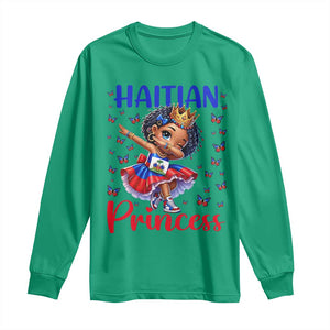 Cute Dabbing Haitian Princess Kids Graphic Long Sleeve Shirt Haiti Heritage Pride TS02 Irish Green Print Your Wear
